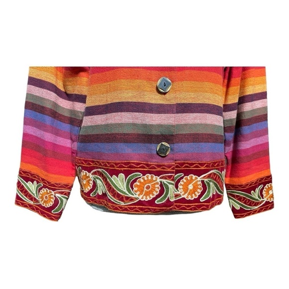 Tan-Zara Tantrums Western Aztec Embroidered Rainbow Button Front Jacket size S - Picture 6 of 13